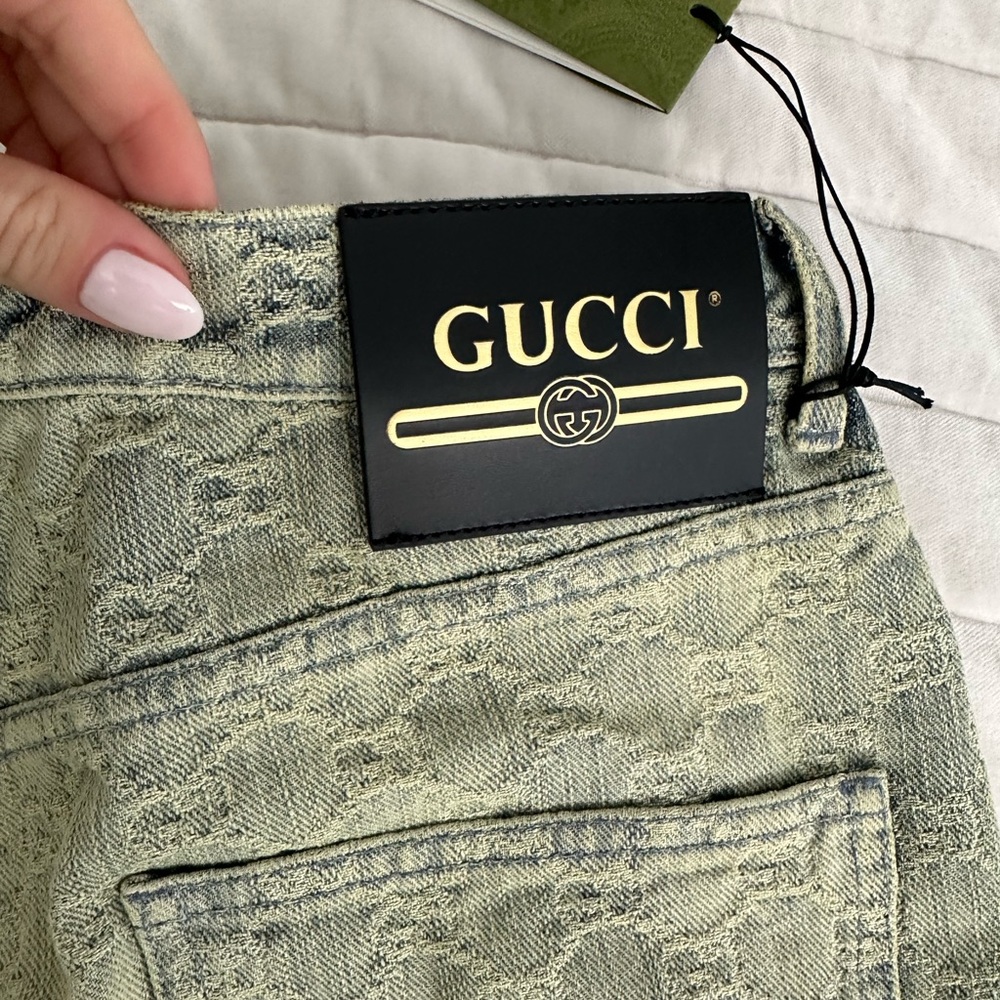 GUCCI GG jacquard denim straight-leg jeans. Size 24. Brand new, retails $1200